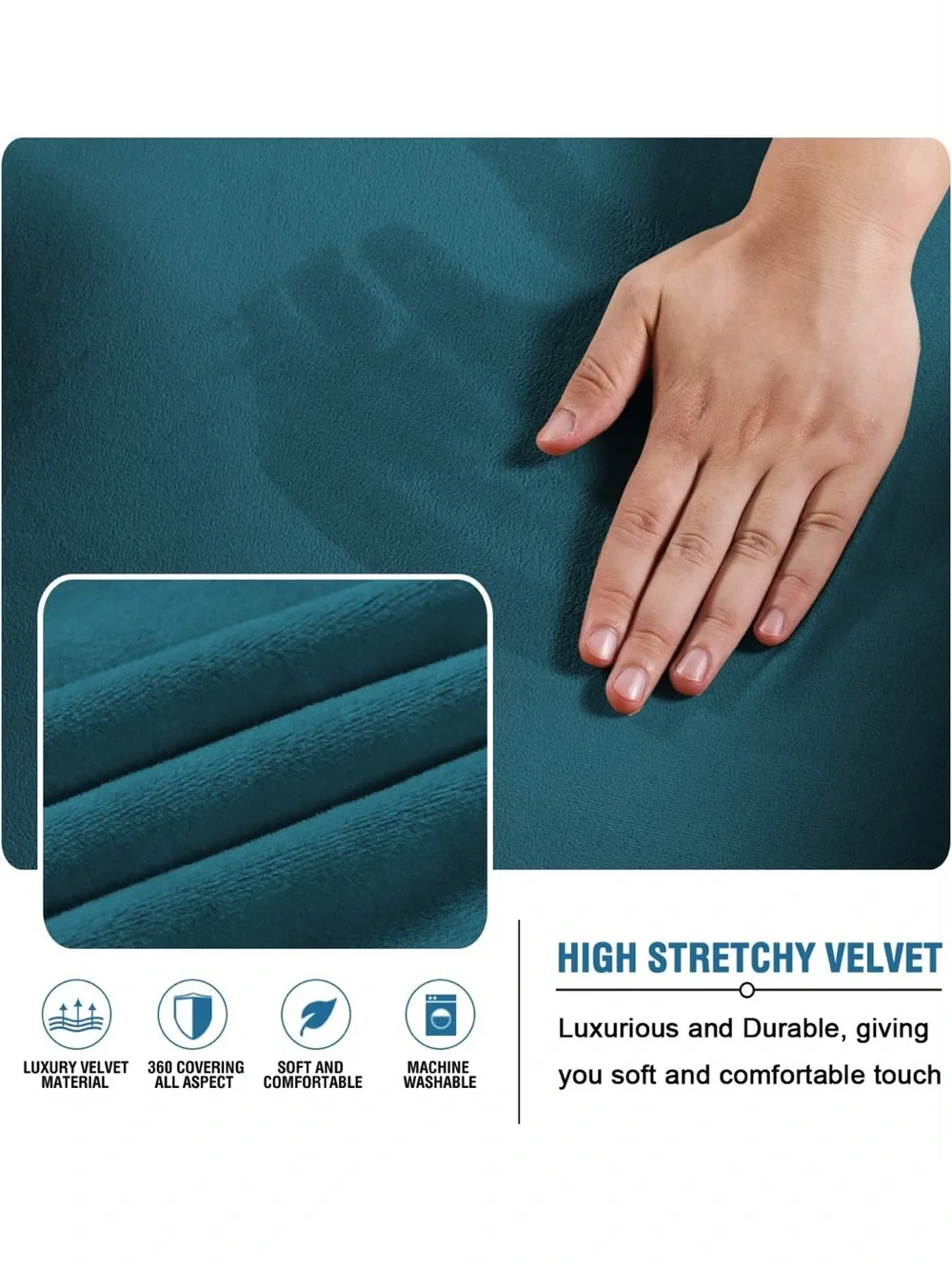 Teal Futon Slipcover Stretch Velvet Sofa Cover